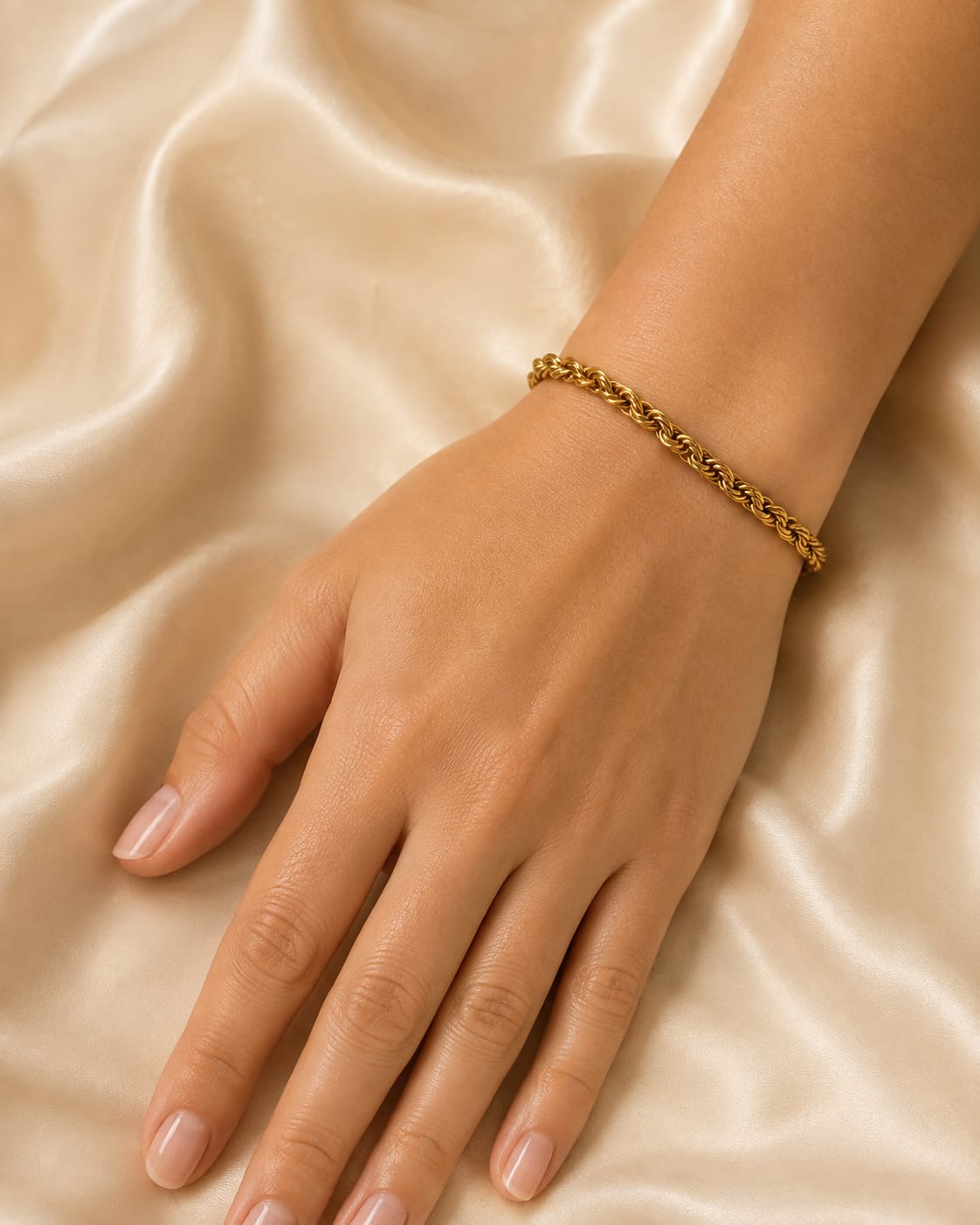 Gold-Tone Curb Chain Stainless Steel Bracelet for Women