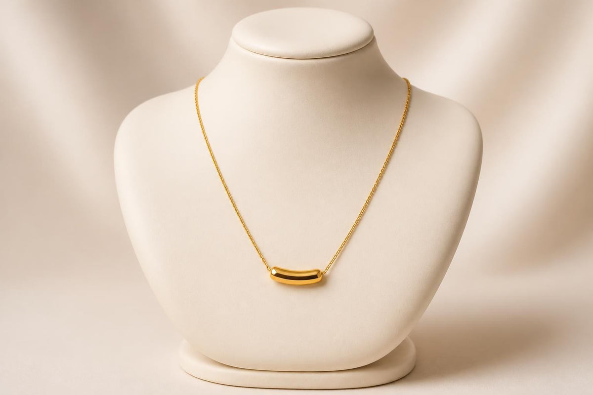 Product Title Luna Curved Bar Gold-Tone Stainless Steel Necklace