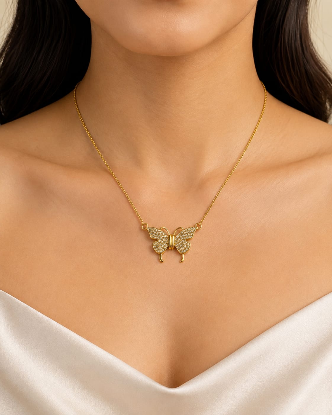 Liora Crystal Butterfly Gold-Tone Stainless Steel Necklace