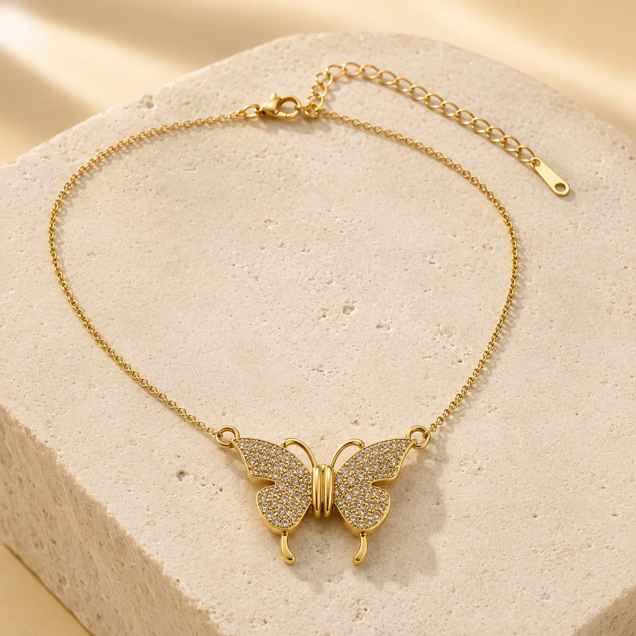 Liora Crystal Butterfly Gold-Tone Stainless Steel Necklace