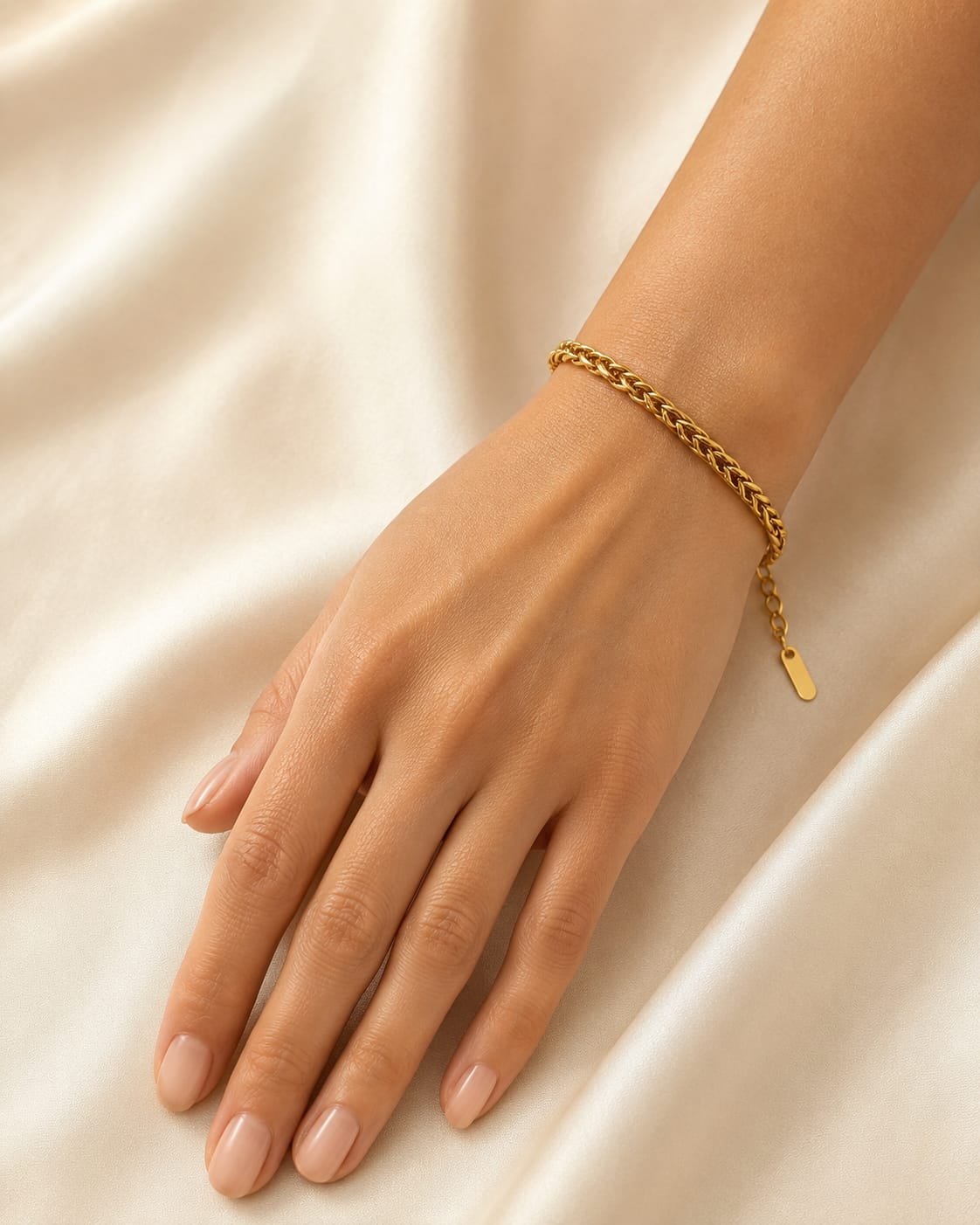 Gold-Tone Curb Chain Stainless Steel Bracelet for Women