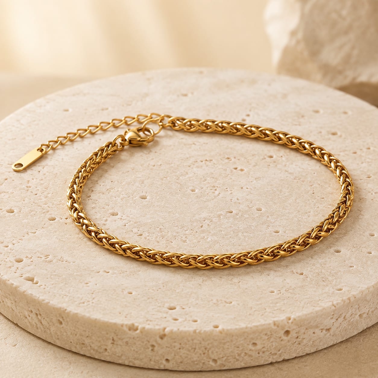 Gold-Tone Curb Chain Stainless Steel Bracelet for Women