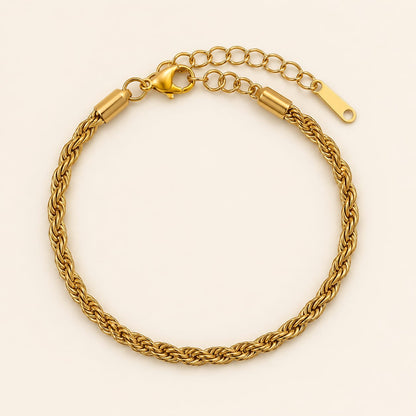 Gold-Tone Curb Chain Stainless Steel Bracelet for Women