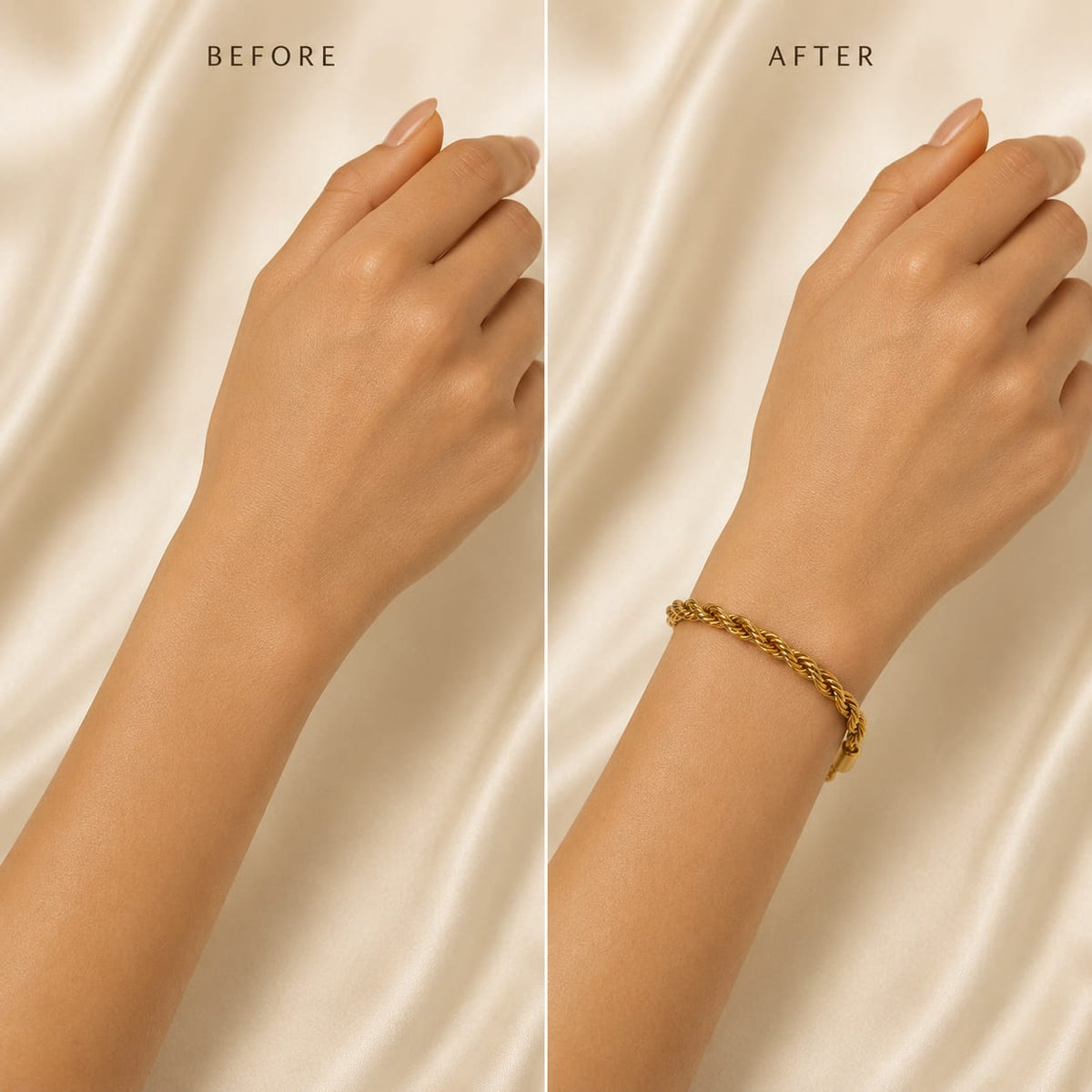 Gold-Tone Curb Chain Stainless Steel Bracelet for Women