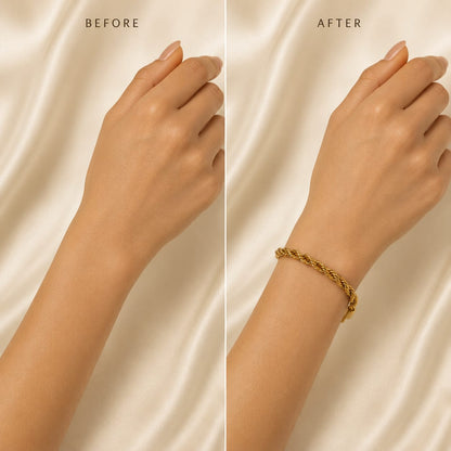 Gold-Tone Curb Chain Stainless Steel Bracelet for Women
