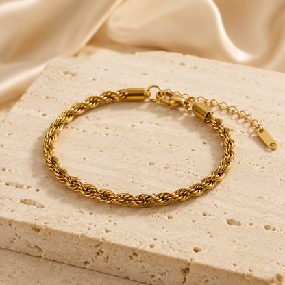 Gold-Tone Curb Chain Stainless Steel Bracelet for Women