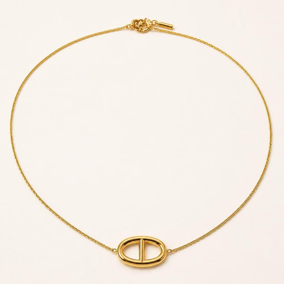 Elara Oval Link Gold-Tone Stainless Steel Necklace for Women