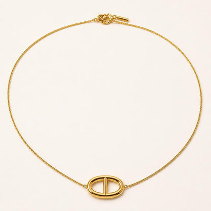 Elara Oval Link Gold-Tone Stainless Steel Necklace for Women