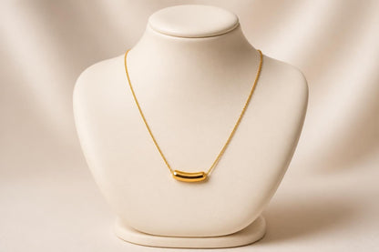 Product Title Luna Curved Bar Gold-Tone Stainless Steel Necklace