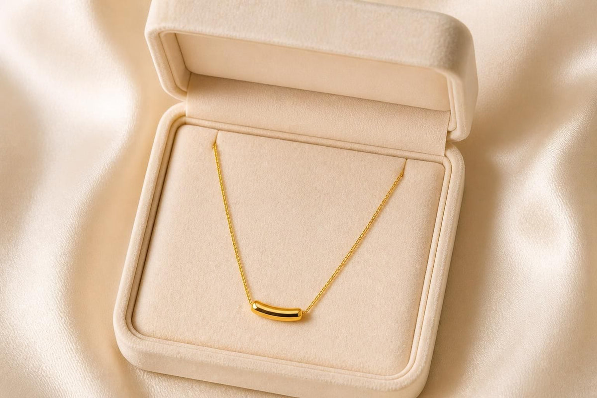 Product Title Luna Curved Bar Gold-Tone Stainless Steel Necklace