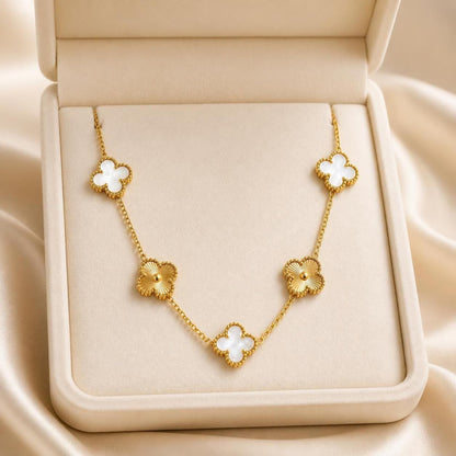 Aveline Five Clover Gold-Tone Stainless Steel Station Necklace