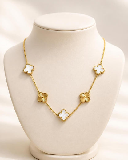 Aveline Five Clover Gold-Tone Stainless Steel Station Necklace