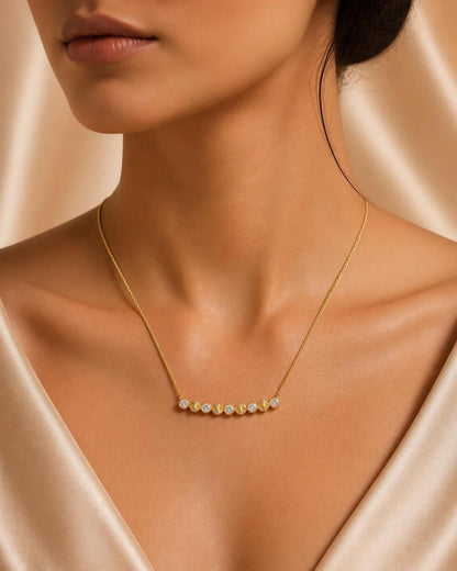 Solara Crystal Sunburst Gold-Tone Stainless Steel Necklace for Women