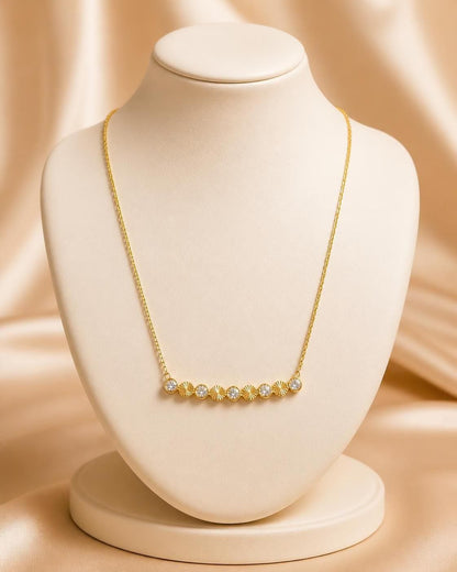 Solara Crystal Sunburst Gold-Tone Stainless Steel Necklace for Women