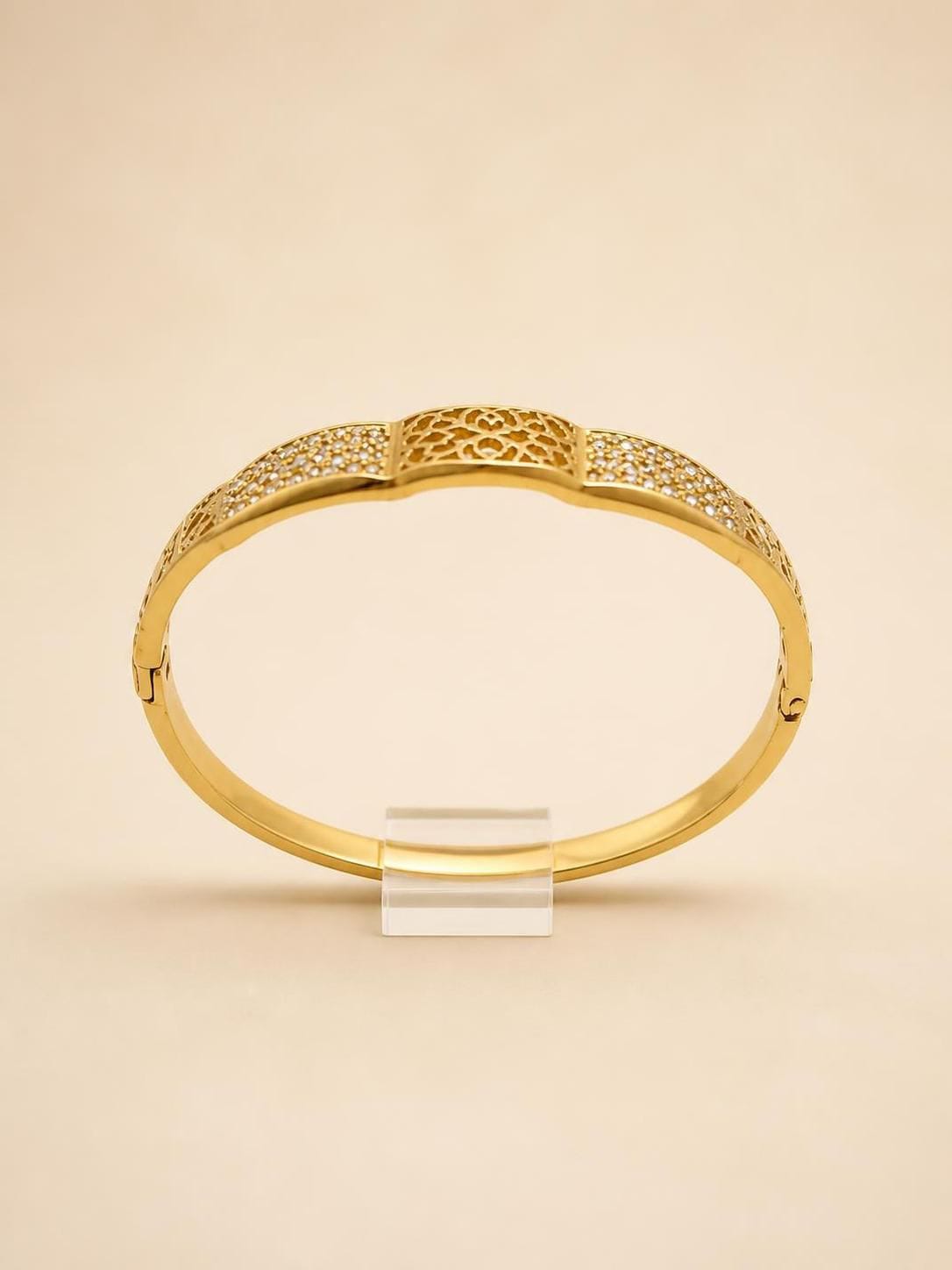 Celestia Filigree Gold-Tone Stainless Steel Bangle