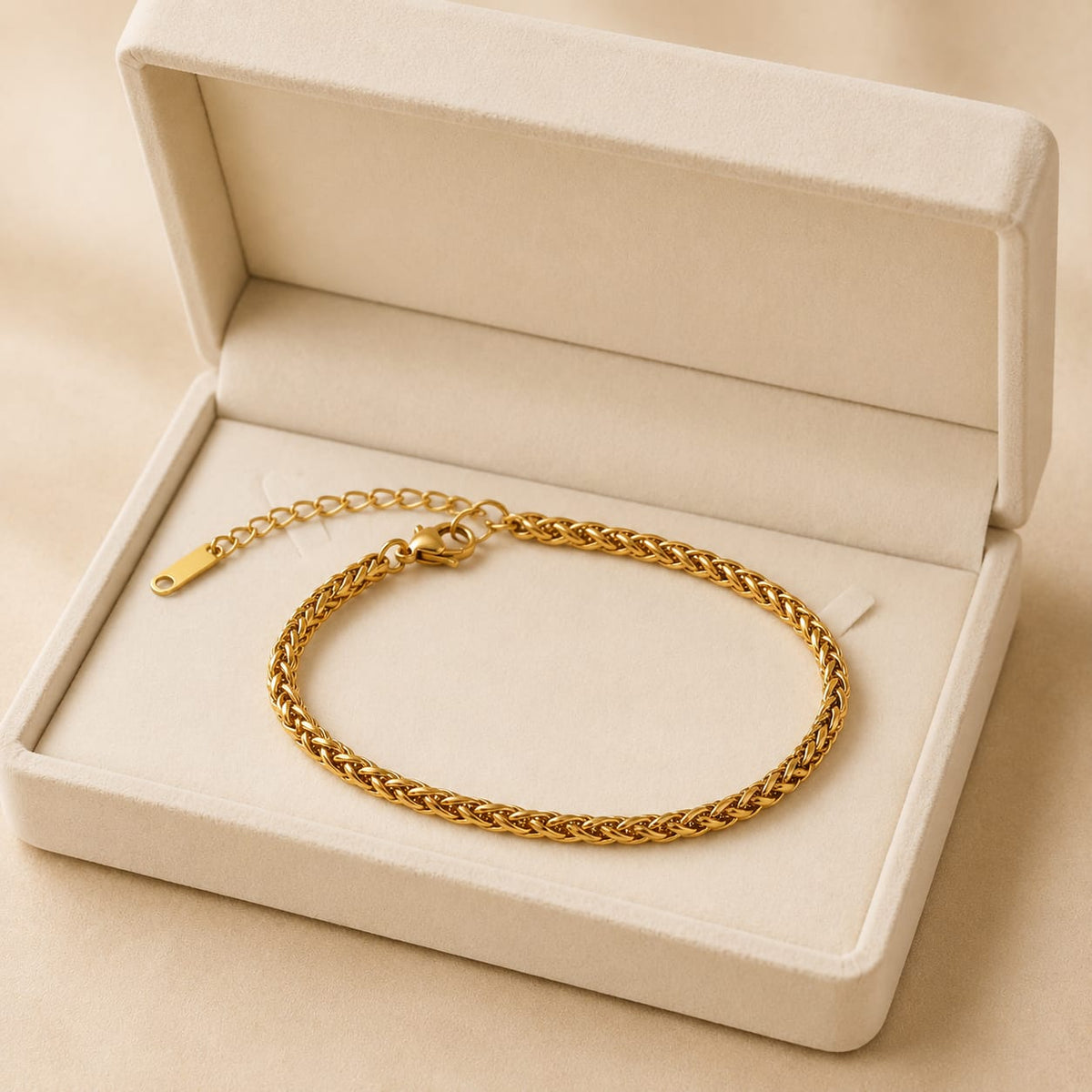 Gold-Tone Curb Chain Stainless Steel Bracelet for Women