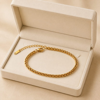 Gold-Tone Curb Chain Stainless Steel Bracelet for Women