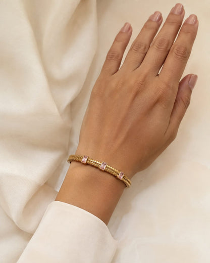 Aurelia Trio Stone Gold-Tone Stainless Steel Bangle
