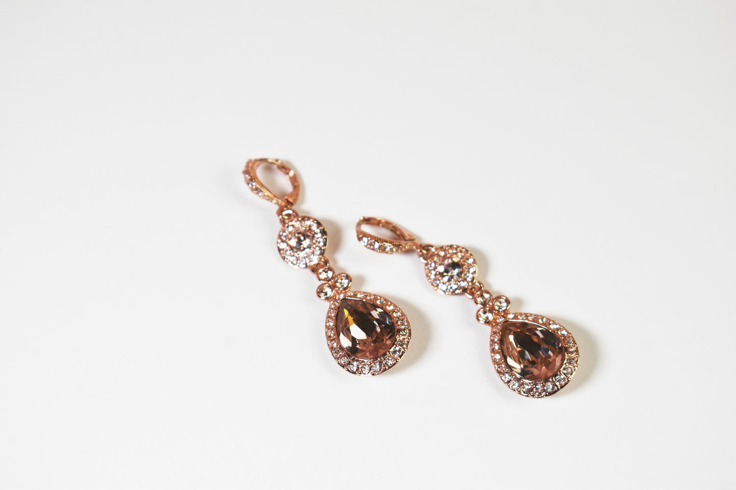 Rose Gold Crystal Drop Earrings